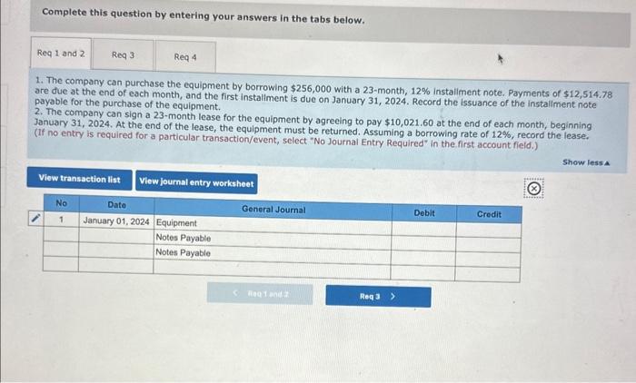 Solved Exercise 9-9 (Algo) Compare installment notes and | Chegg.com