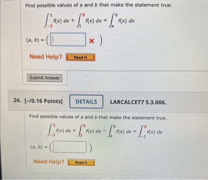 Solved Find Possible Values Of A And B That Make The | Chegg.com