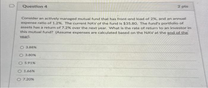 Solved Consider An Actively Managed Mutual Fund That Has | Chegg.com