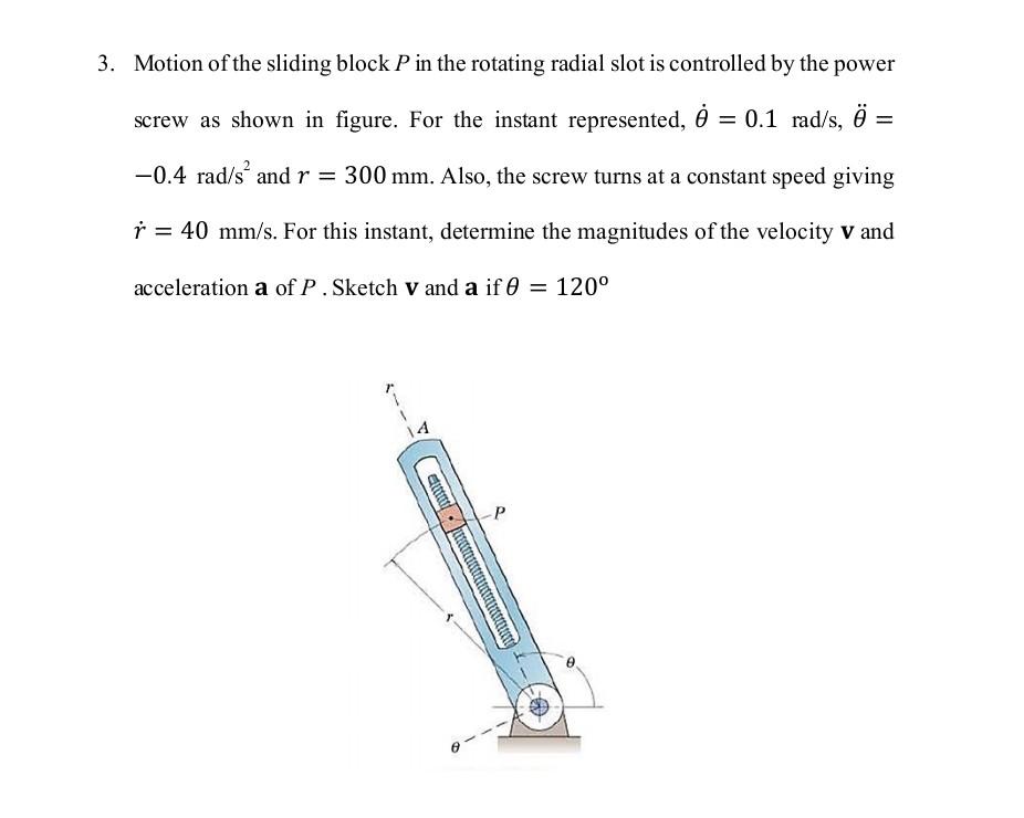 Solved 3. Motion of the sliding block P in the rotating