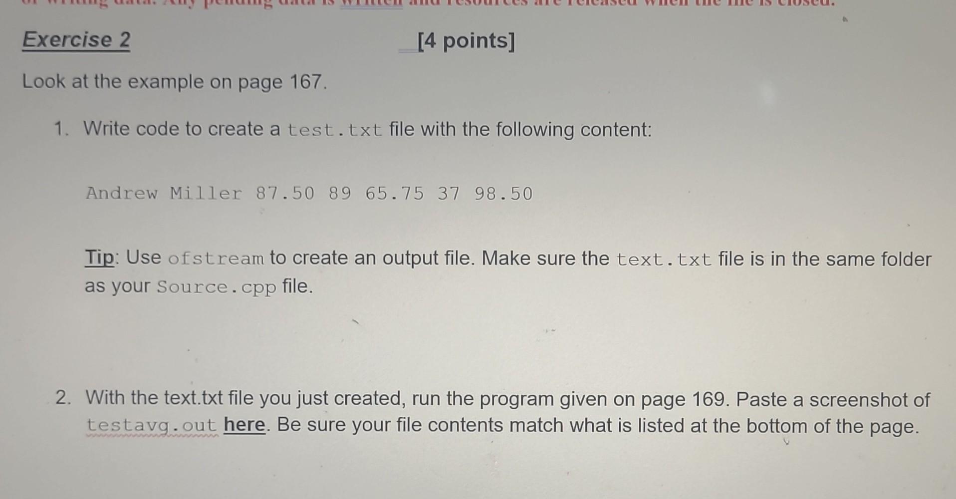 Solved Tip: Use of stream to create an output file. Make | Chegg.com