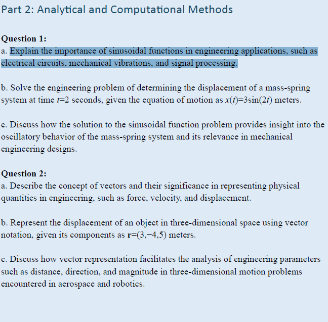 Solved Part 2: Analytical and Computational MethodsQuestion | Chegg.com