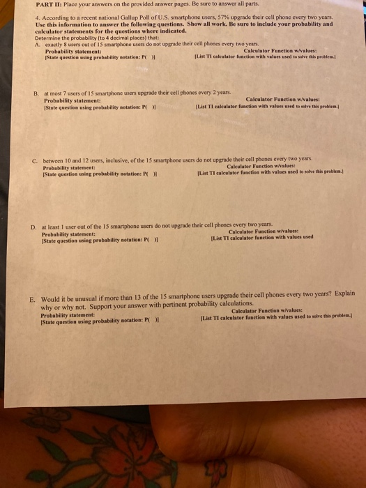 Solved PART II: Place your answers on the provided answer | Chegg.com