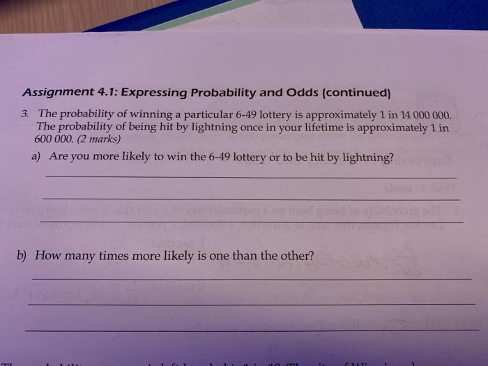 Solved Assignment 4.1: Expressing Probability and Odds | Chegg.com
