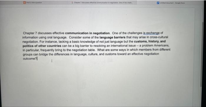 Solved Chapter 7 discusses effective communication in | Chegg.com