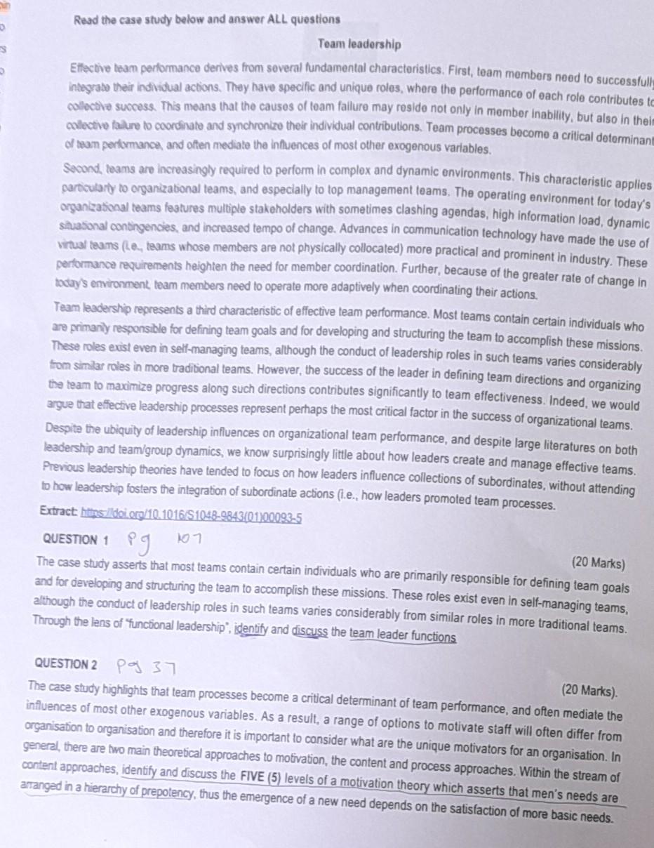 Solved Read the case study below and answer ALL questions | Chegg.com