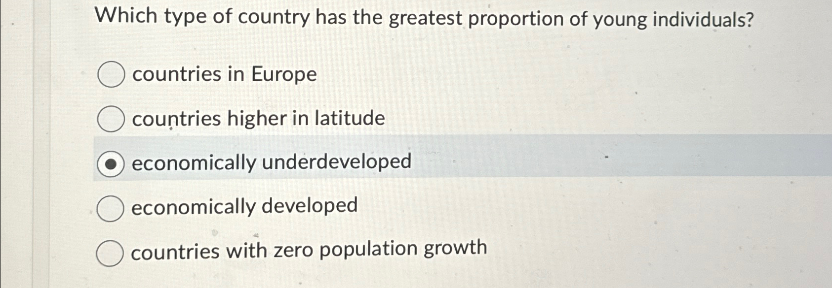 Solved Which type of country has the greatest proportion of