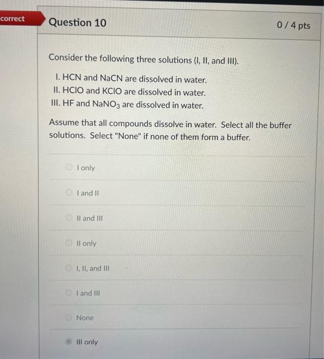 Solved Consider the following molecules (I, II, and III). | Chegg.com