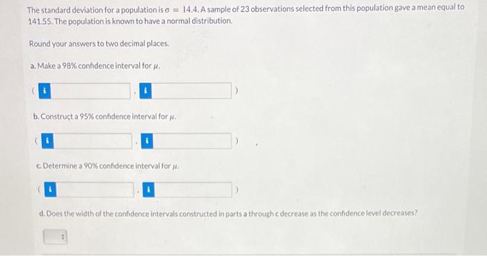 Solved The standard deviation for a population is σ=14.4. A | Chegg.com