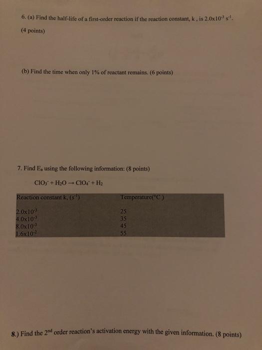 EXPERIMENT: REACTION KINETICS LAB REPORT NAME SECTION | Chegg.com