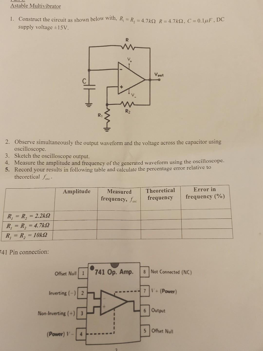 Solved 1. Construct the circuit as shown below with, | Chegg.com