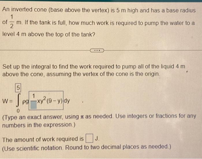 Solved An Inverted Cone (base Above The Vertex) Is 5 M High 