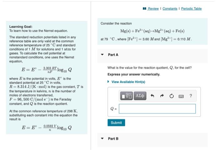 Solved Review Constants Periodic Table Consider The Chegg Com