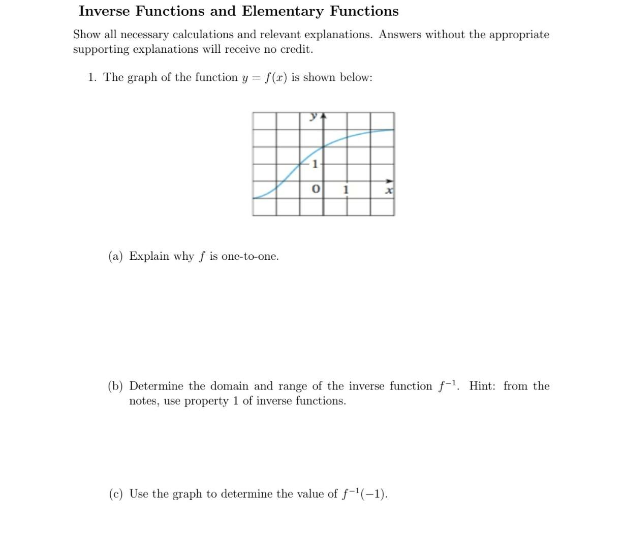 Solved Inverse Functions and Elementary Functions Show all | Chegg.com
