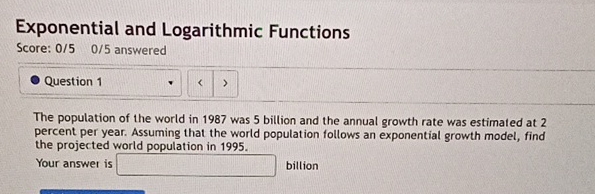 Solved Exponential And Logarithmic Functionsscore 0 5 05 Chegg Solved Exponential And Logarithmic Functionsscore 0 5 05 Chegg