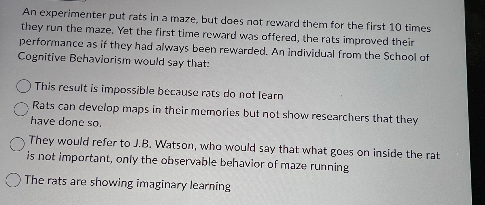 Solved An Experimenter Put Rats In A Maze But Does Not Chegg Com   Image