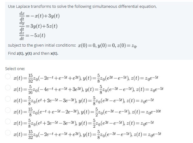 Solved Use Laplace Transforms To Solve The Following Simu Chegg Com