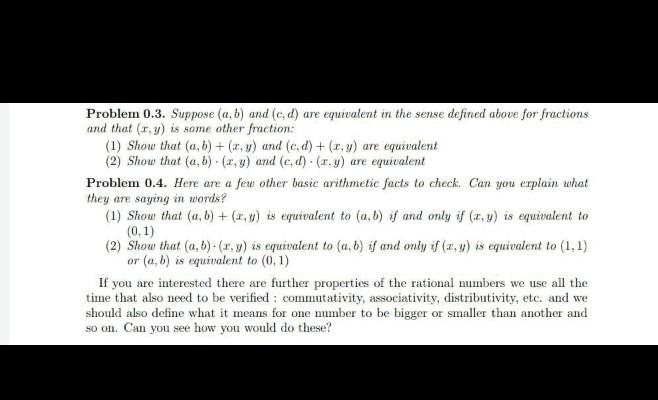 Solved - Problem 0.3. Suppose (a, B) And (c,d) Are | Chegg.com