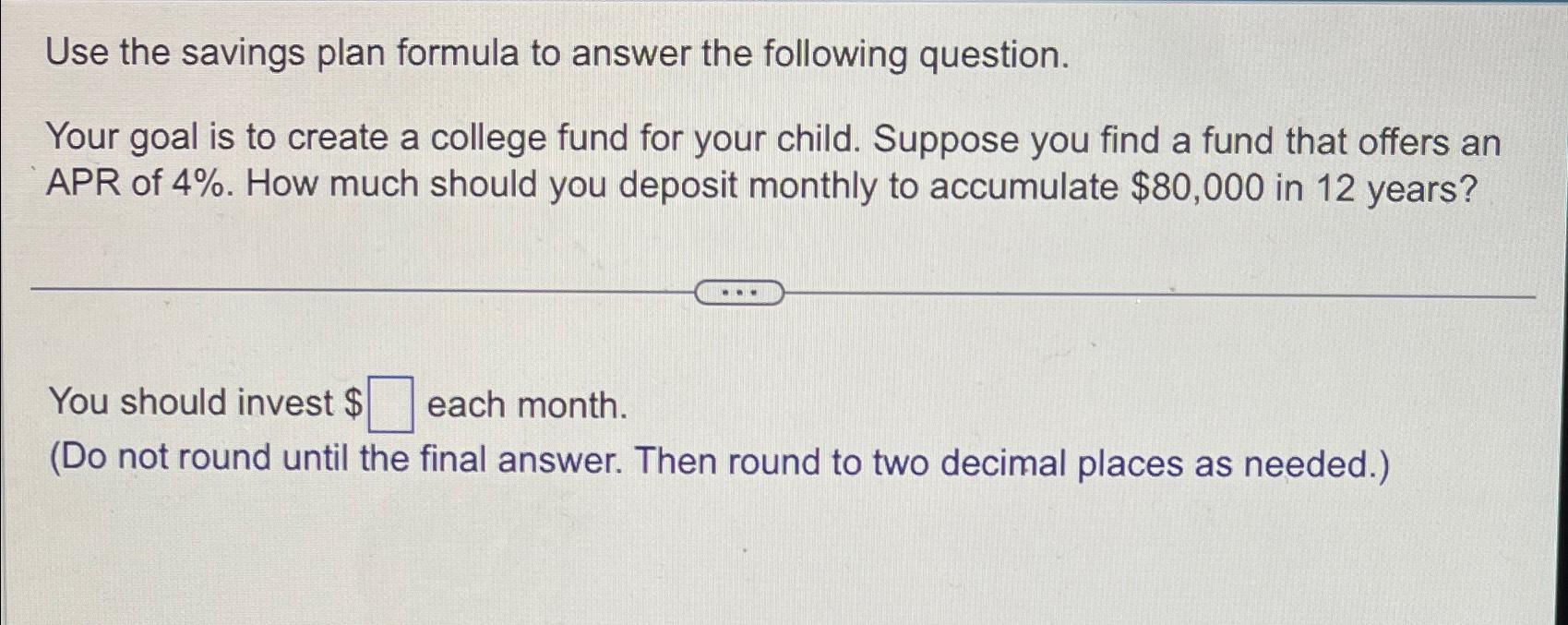 Solved use the savings plan formula to answer the following chegg