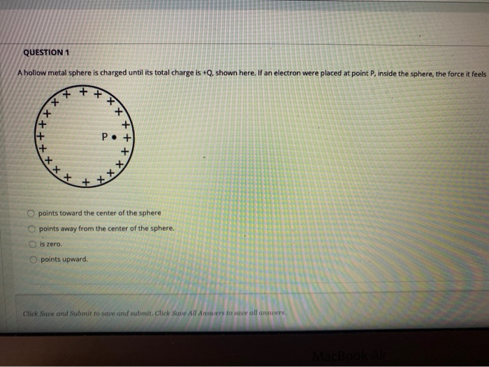 Solved QUESTION 1 A hollow metal sphere is charged until its