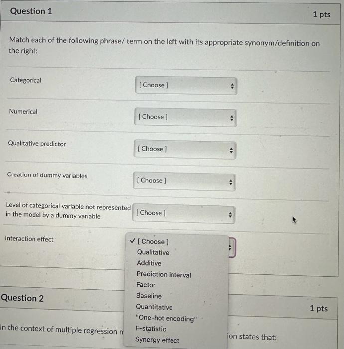 Solved Match each of the following phrase/ term on the left | Chegg.com