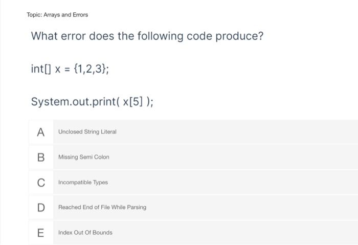 Solved Topic: Arrays and Errors What error does the | Chegg.com