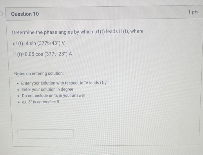 Solved Determine the phase angles by which u1(t) leads | Chegg.com