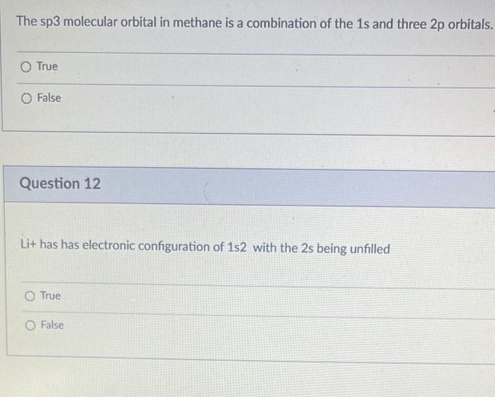 Solved The sp3 molecular orbital in methane is a combination | Chegg.com