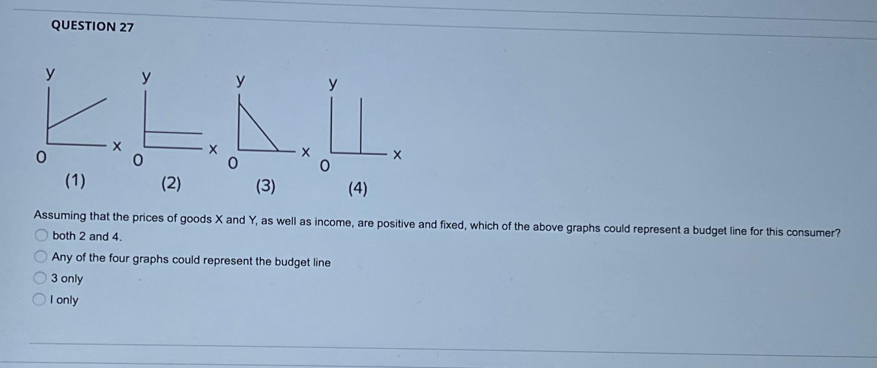 Solved QUESTION 27\\nAssuming that the prices of goods x and | Chegg.com