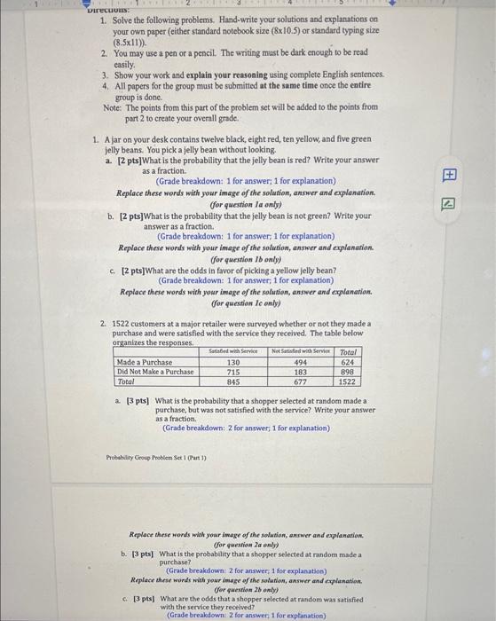 Solved Direct 1. Solve the following problems. Hand-write | Chegg.com