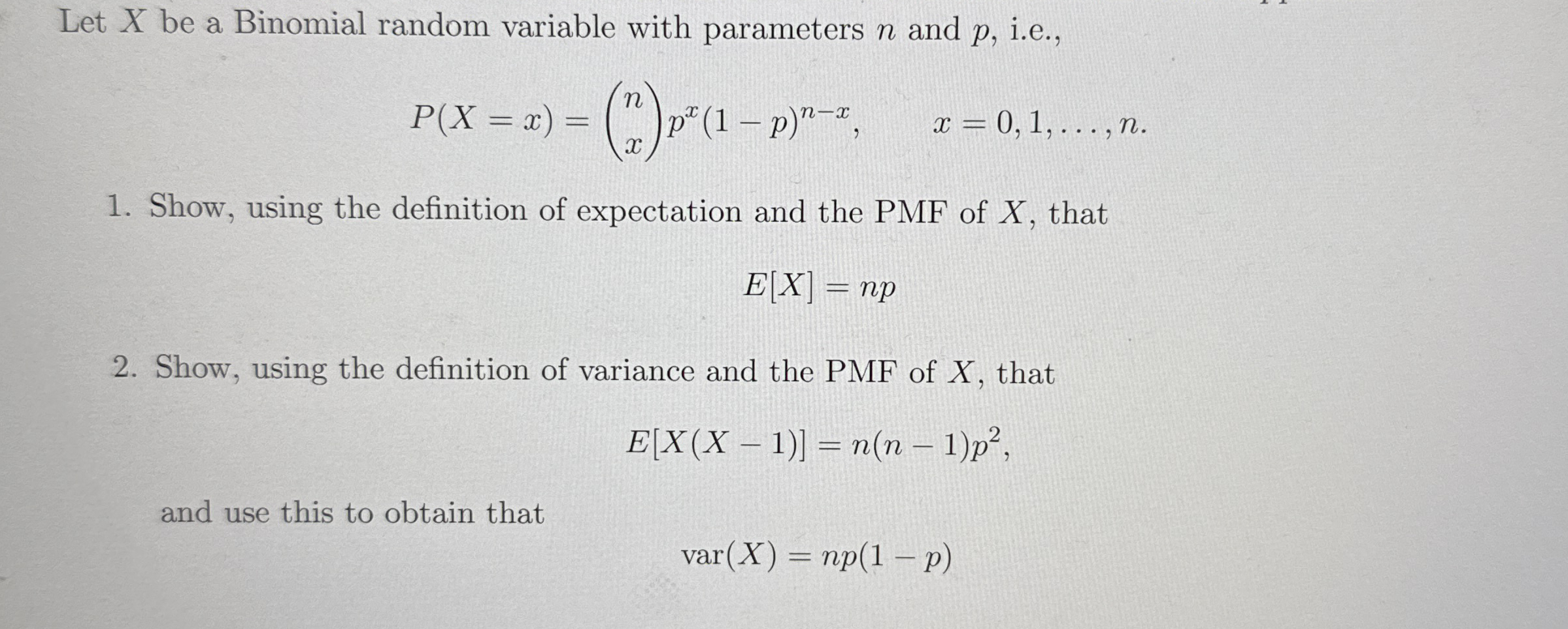 Solved Let x ﻿be a Binomial random variable with parameters | Chegg.com