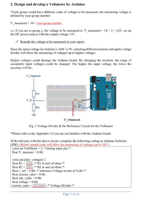Solved 2. Design and develop a Voltmeter by Arduino * Each | Chegg.com
