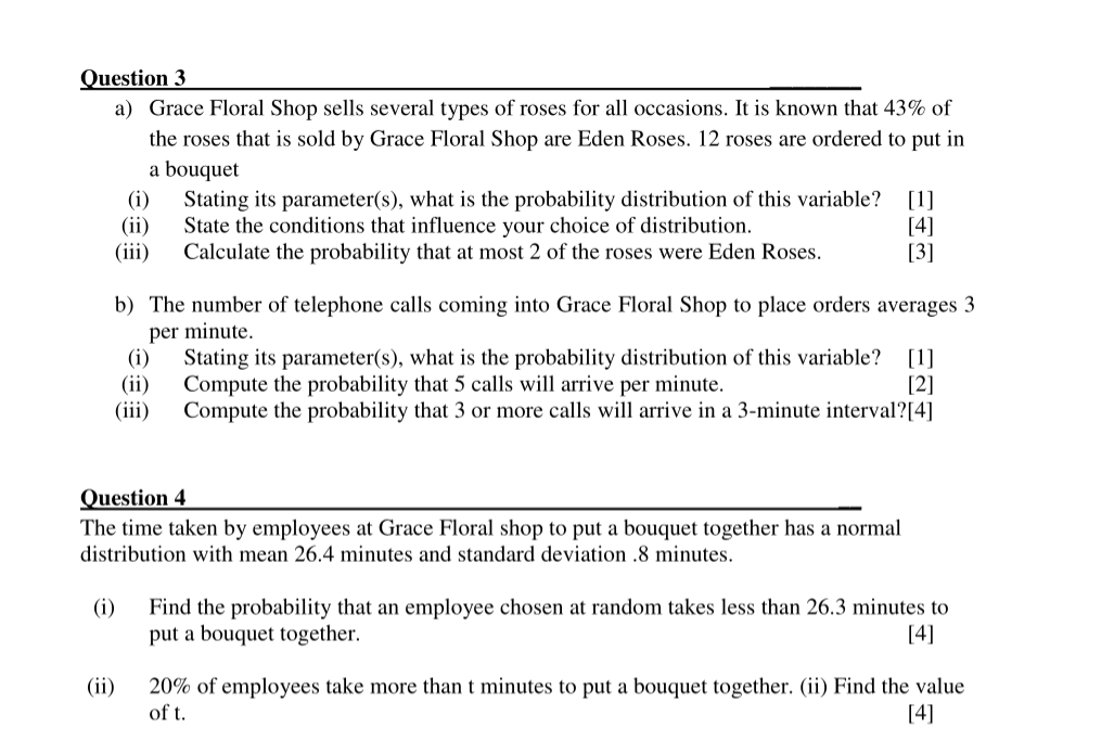 Solved Question 3a) ﻿Grace Floral Shop sells several types | Chegg.com