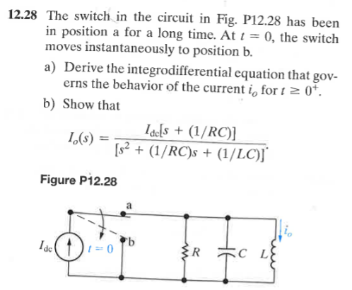 Solved 12.28 ﻿The switch in ﻿the circuit in ﻿Fig. P12.28 | Chegg.com
