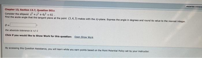 Solved PRINTER VERLIC Chapter 13, Section 13.7, Question | Chegg.com