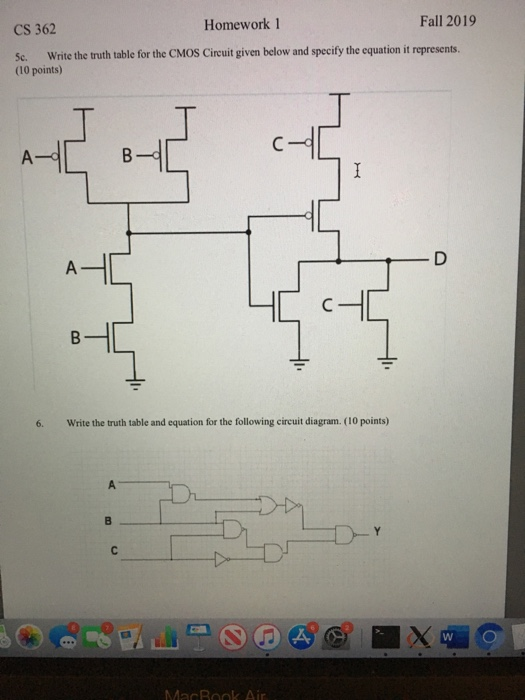 Solved CS 362 Homework 1 Fall 2019 5c. Write the truth table | Chegg.com