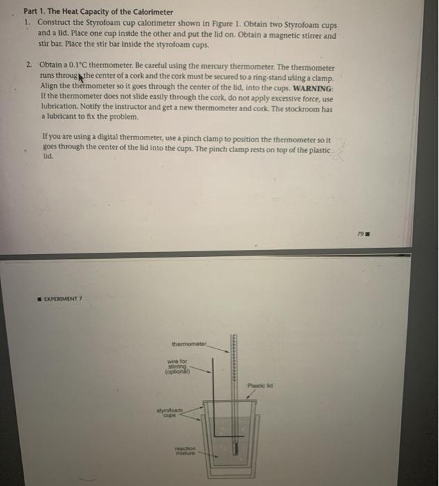 Solved Part 1. The Heat Capacity of the Calorimeter 1.