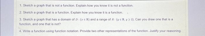 Solved 1. Sketch a graph that is not a function. Explain how | Chegg.com