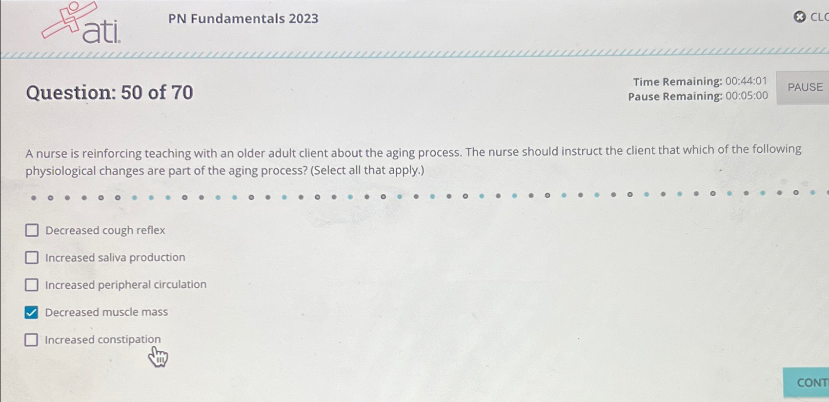 Solved PN Fundamentals 2023Question: 50 ﻿of 70Time | Chegg.com