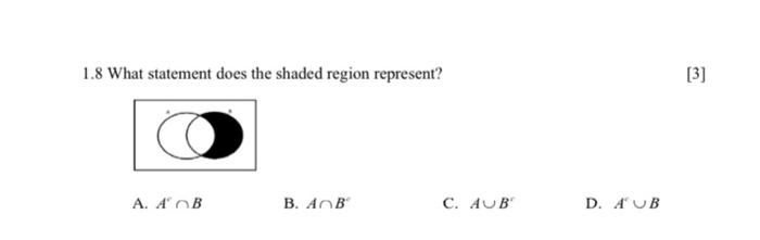 Solved 1.8 What statement does the shaded region represent? | Chegg.com