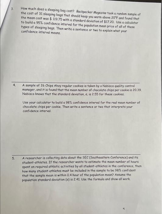 Solved 3. How much does a sleeping bag cost? Backpacker