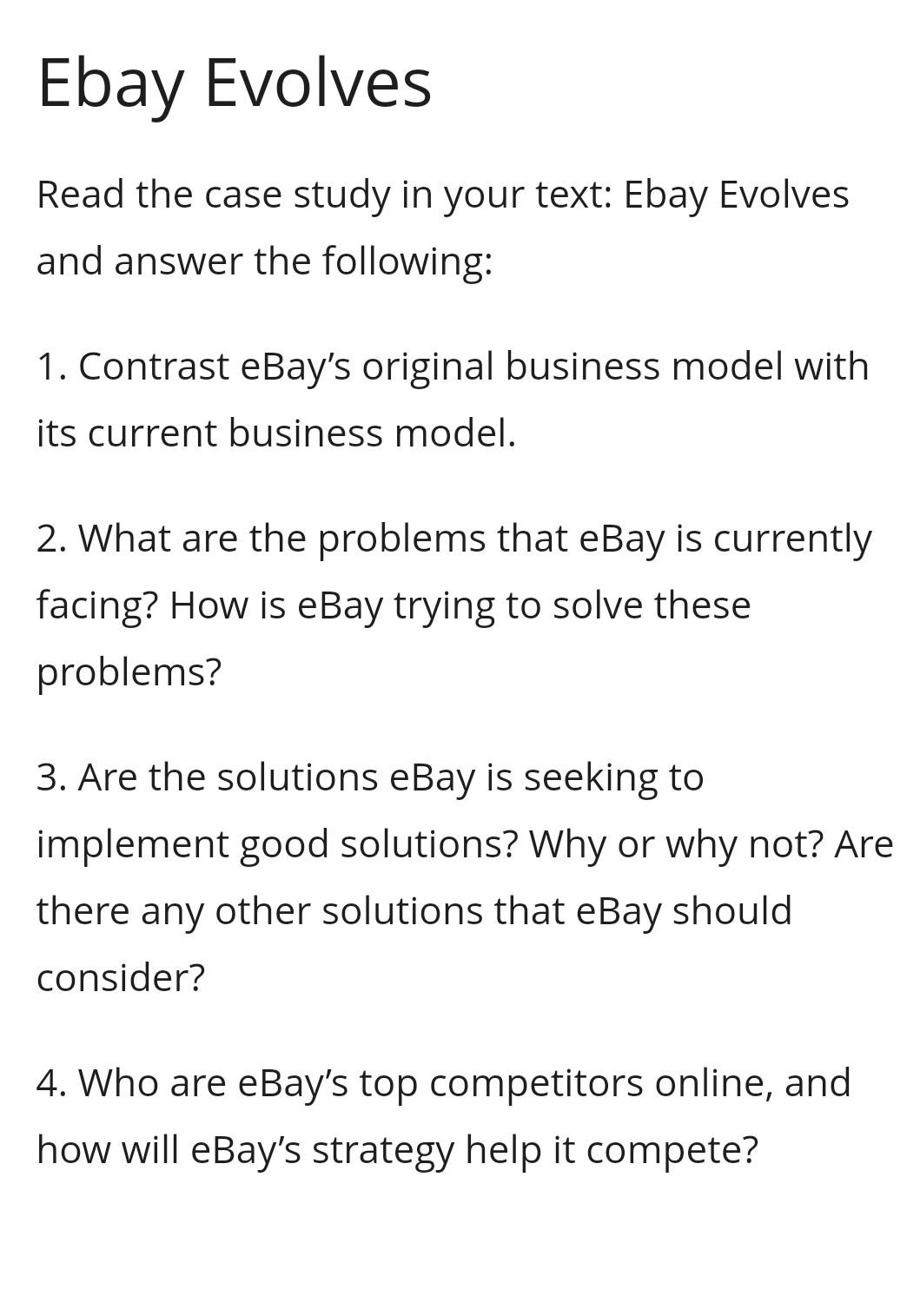 ebay evolves case study answers