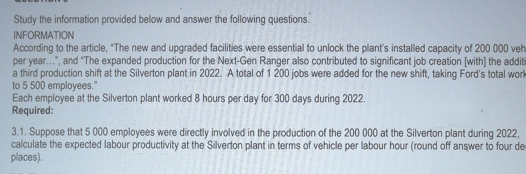 Solved Study the information provided below and answer the | Chegg.com