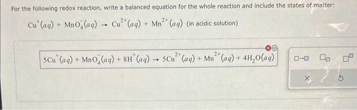 Solved For The Following Redox Reaction Write A Balanced 3078