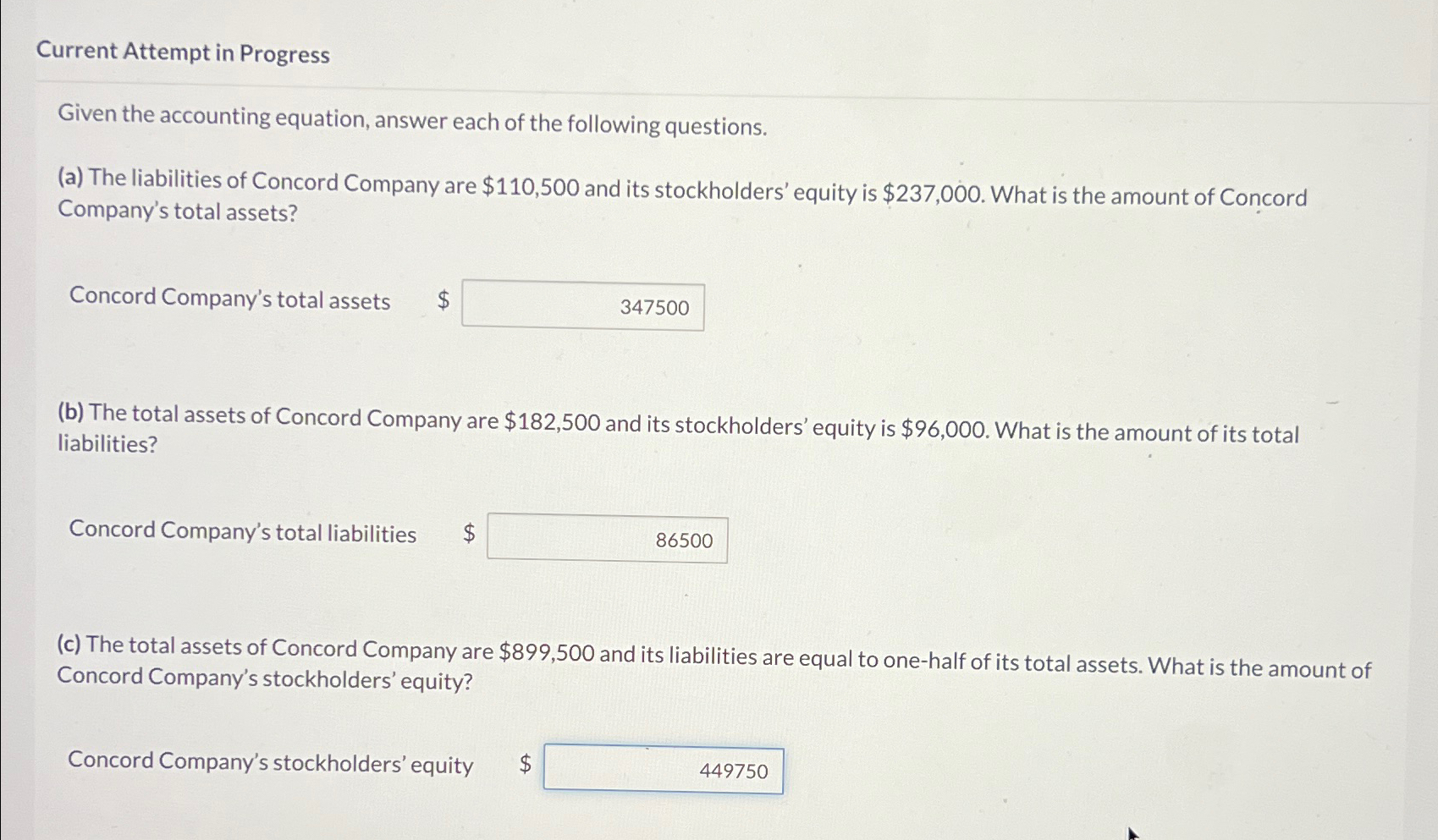 Solved Current Attempt In ProgressGiven The Accounting | Chegg.com