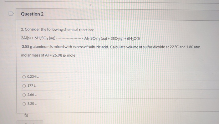 Solved D Question 2 2. Consider the following chemical | Chegg.com