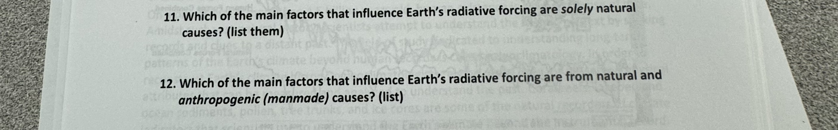 Solved Which of the main factors that influence Earth's | Chegg.com