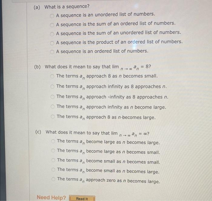 Solved (a) What is a sequence? A sequence is an unordered | Chegg.com