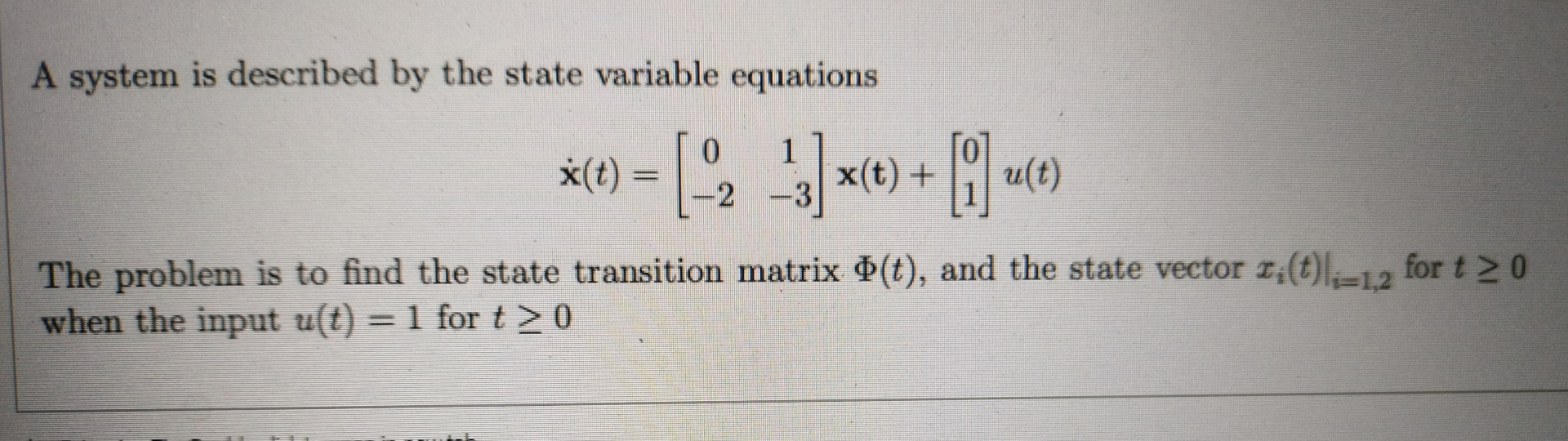 Solved A system is described by the state variable | Chegg.com