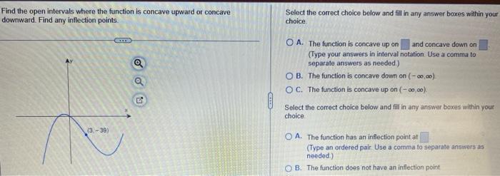 Solved Find the open intervals where the function is concave | Chegg.com